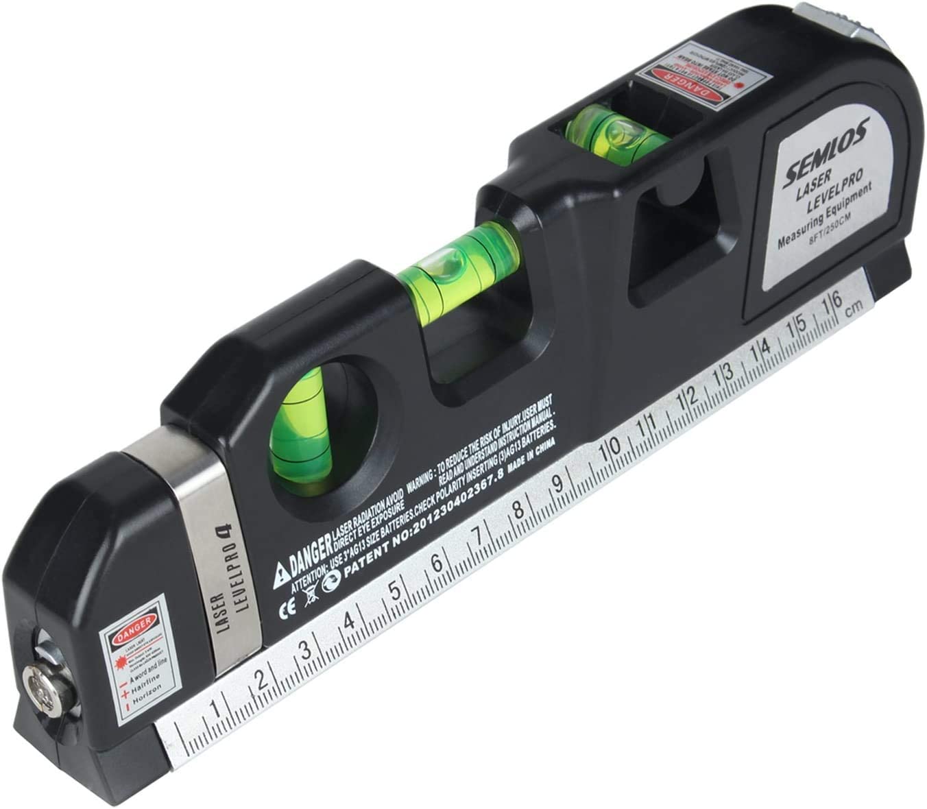 Niveau Laser Polyvalent Semlos, Niveaux à Bulle, Ruban à Mesurer, Règle Standard et Métrique (250 cm) Xpro