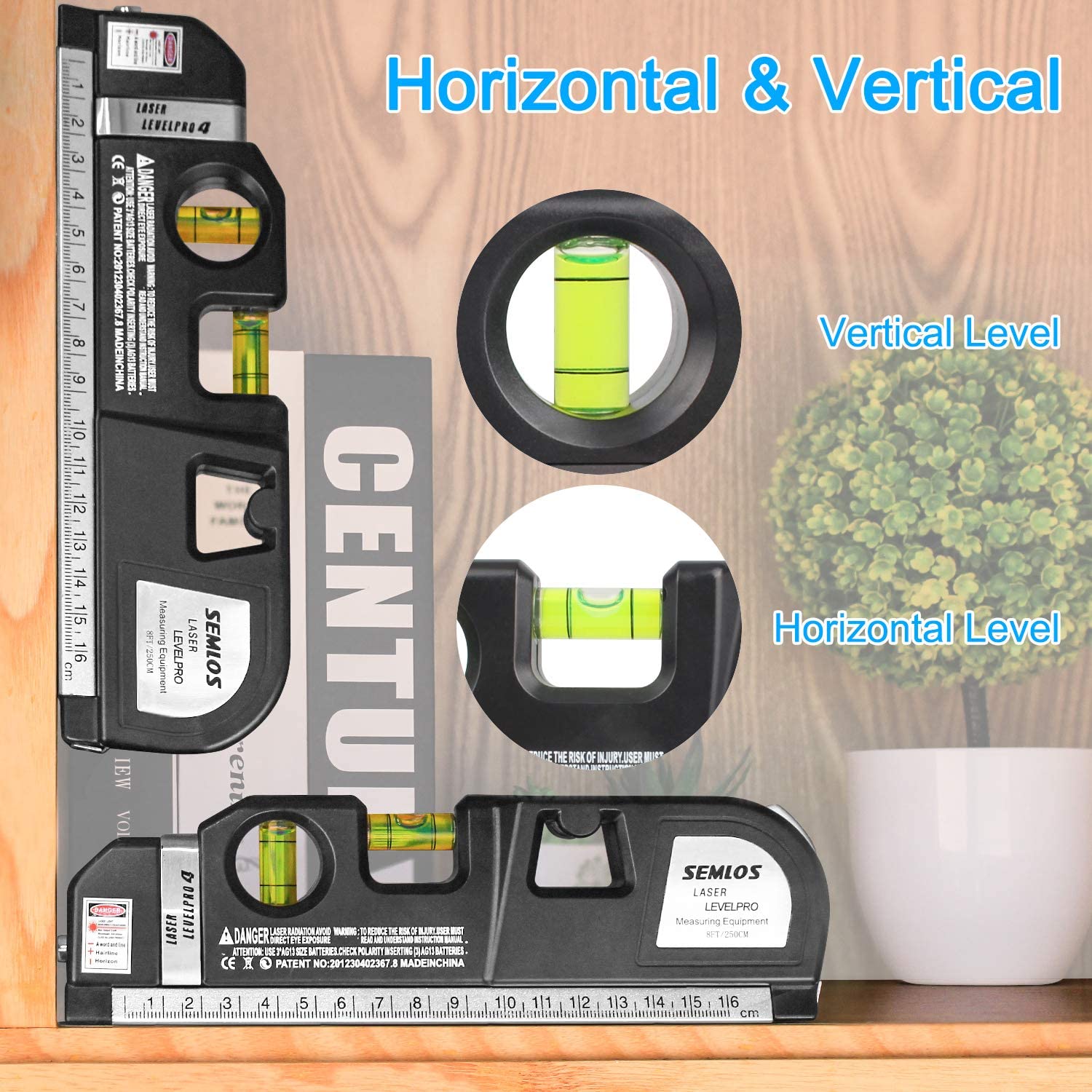 Niveau Laser Polyvalent Semlos, Niveaux à Bulle, Ruban à Mesurer, Règle Standard et Métrique (250 cm) Xpro
