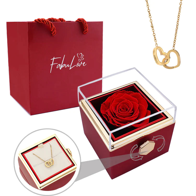 BOÎTE DE ROSES ÉTERNELLES - AVEC COLLIER