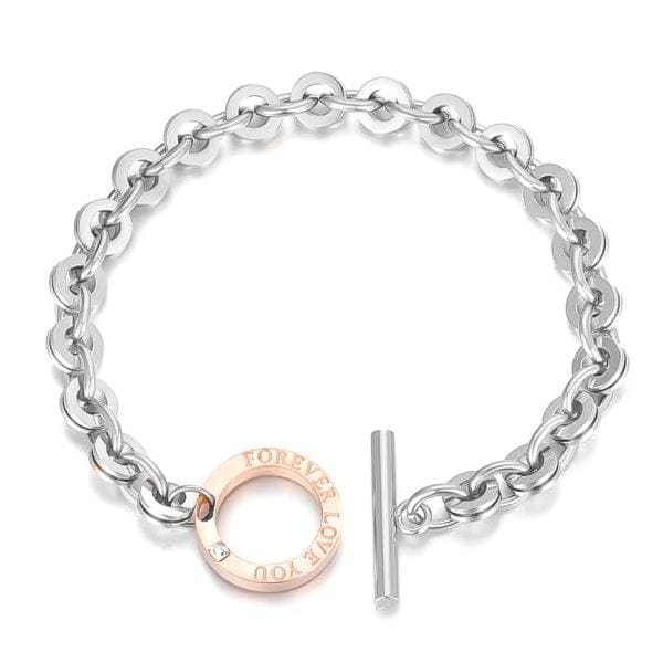 Pulsera de cadena de amor de plata y oro rosa