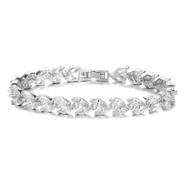 Pulsera Hoja de Cristal de Plata
