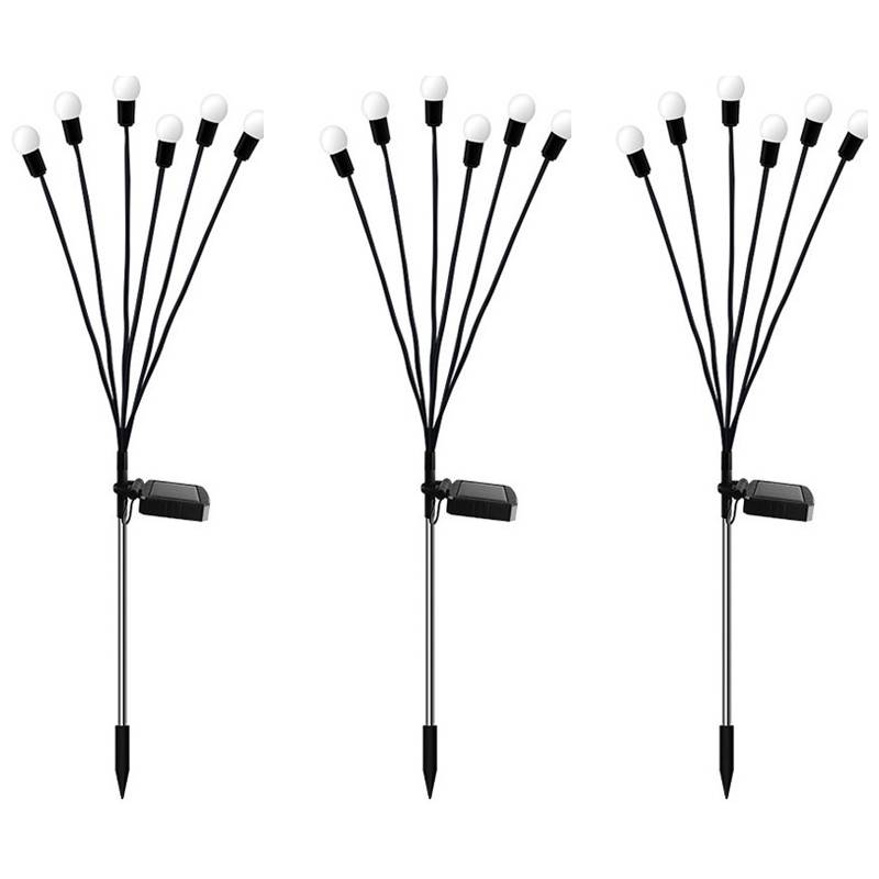 Lot de 3 lampes solaires de jardin à 6 têtes