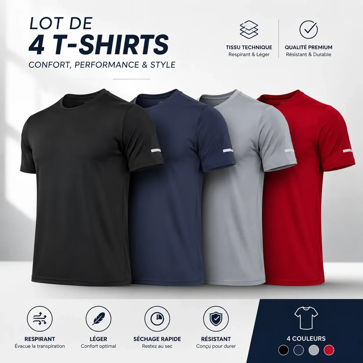 Lot de 4 tshirt de sport Premium