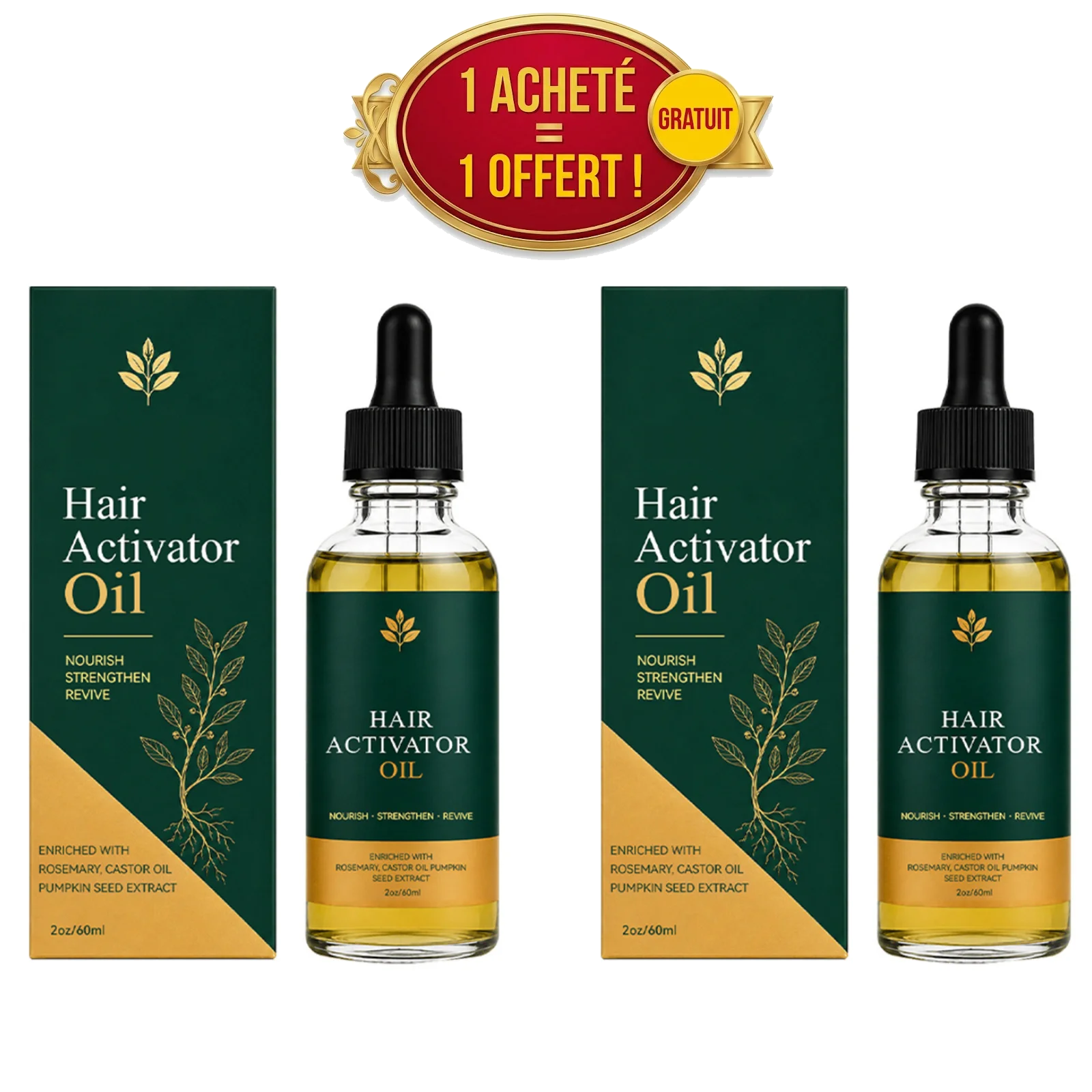 Lot de 2 Serum naturel de pousse de cheveux